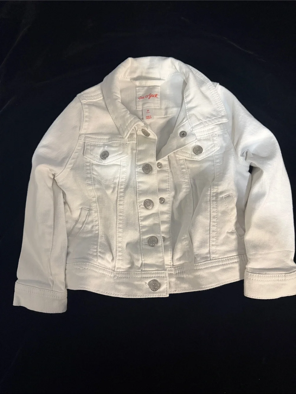 Cat & Jack White Girls Denim Jacket with Metal Buttons